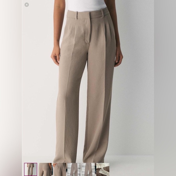Aritzia Pants - Aritzia High-Waist Wide-Leg Trousers in Tan